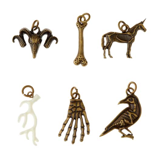 12 Packs: 6 ct. (72 total) Found Objects Metal Animal Bone Charms by Bead Landing&#x2122;